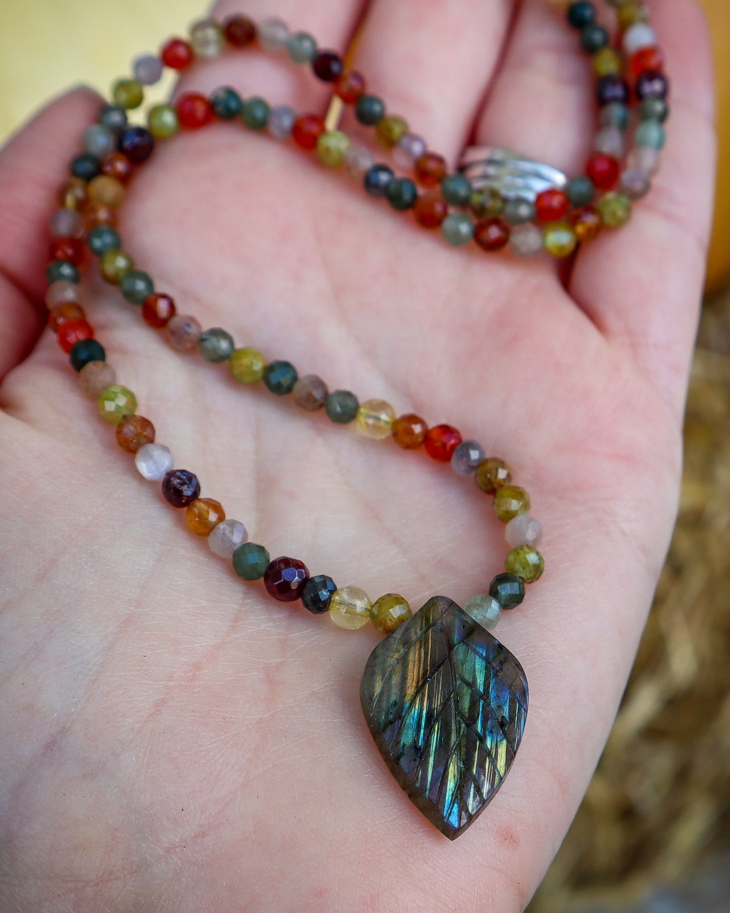 Autumn Leaves Necklace III | Mixed Gemstones | 19"