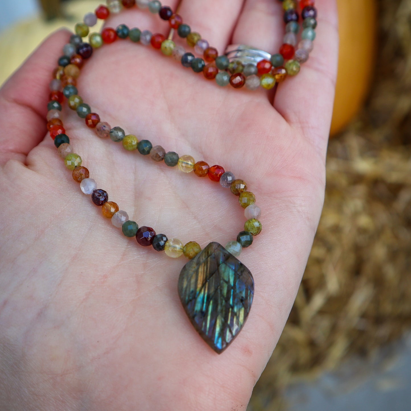 Autumn Leaves Necklace III | Mixed Gemstones | 19"