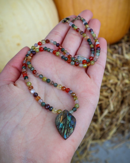 Autumn Leaves Necklace III | Mixed Gemstones | 19"